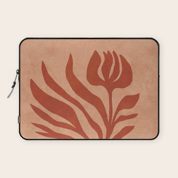 Maximalist wildflower in clay orange Laptop Sleeve Gallery Image 1