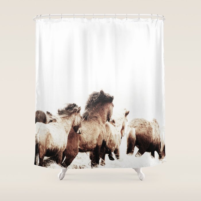 WILD AND FREE 2 - HORSES OF ICELAND Shower Curtain Gallery Image 1
