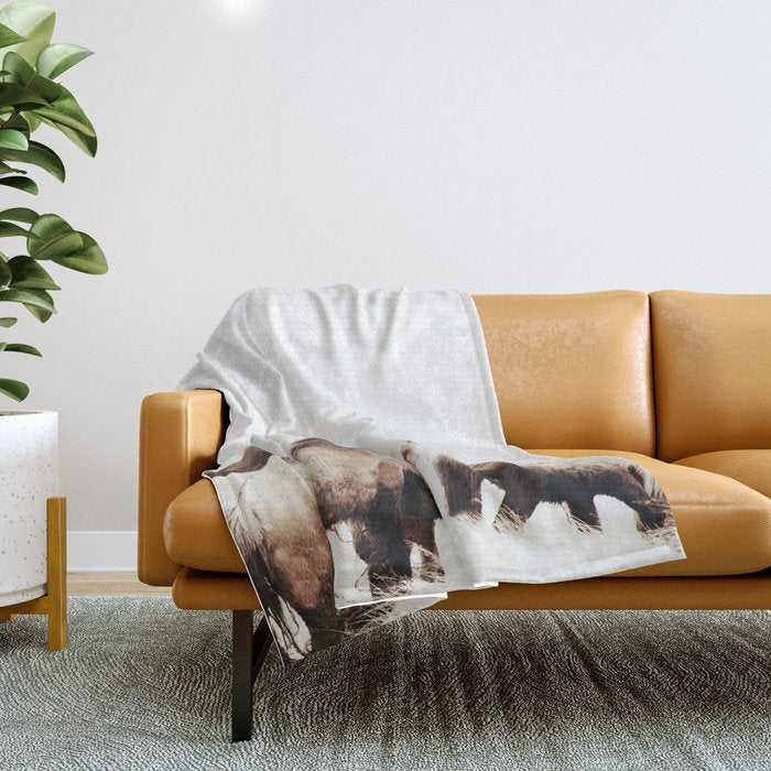 WILD AND FREE 2 - HORSES OF ICELAND Throw Blanket Gallery Image 1