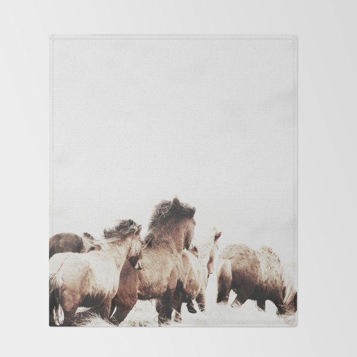 WILD AND FREE 2 - HORSES OF ICELAND Throw Blanket Gallery Image 2
