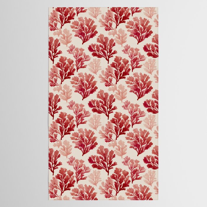 Elegant Red Coral Pattern Tablecloth Gallery Image 2