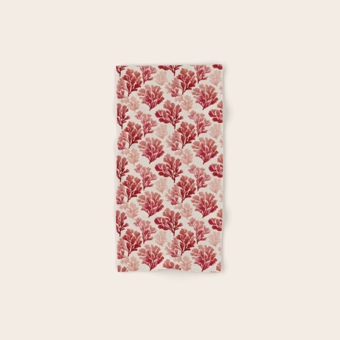 Elegant Red Coral Pattern Bath Towel Gallery Image 1
