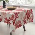Elegant Red Coral Pattern Tablecloth Gallery Image 3