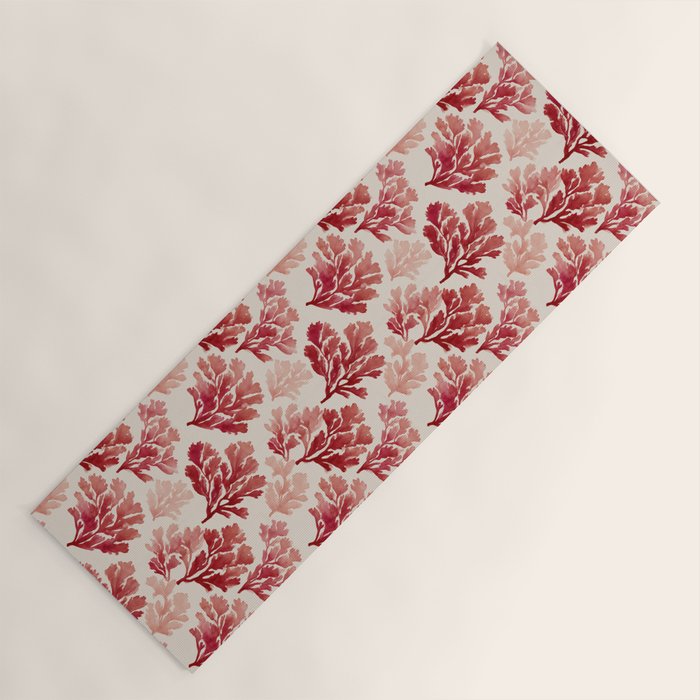 Elegant Red Coral Pattern Yoga Mat Gallery Image 1