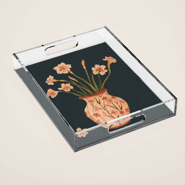 Blush Blooms in Painted Vase Acrylic Tray Gallery Image 1