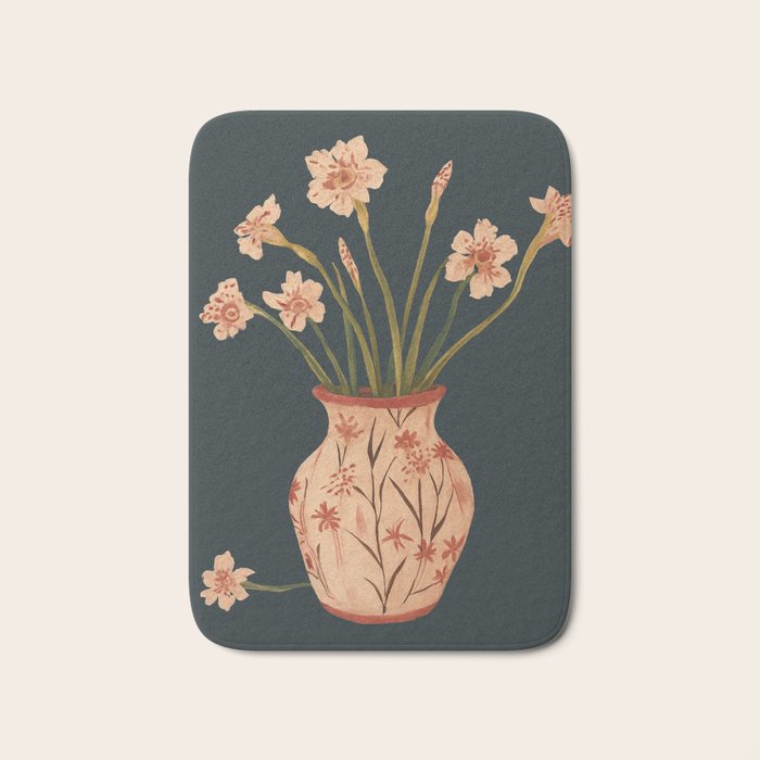 Blush Blooms in Painted Vase Bath Mat Gallery Image 1