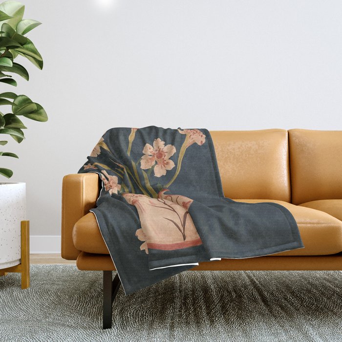 Blush Blooms in Painted Vase Throw Blanket Gallery Image 1
