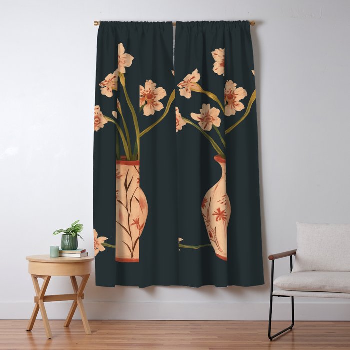 Blush Blooms in Painted Vase Window Curtain Gallery Image 5