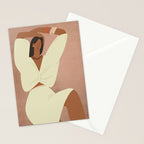  portrait of a fragile woman in a white suit on a pink background Stationery Card Gallery Image 2