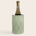 Festive, Art Deco, Wave, Pattern, Green and Gold Wine Chiller Gallery Image 1