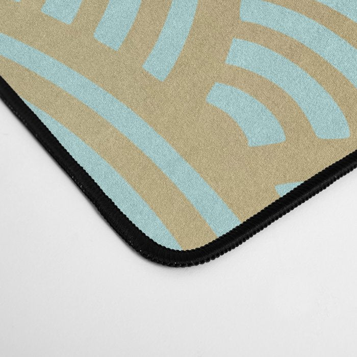 Festive, Art Deco, Wave, Pattern, Green and Gold Desk Mat Gallery Image 4