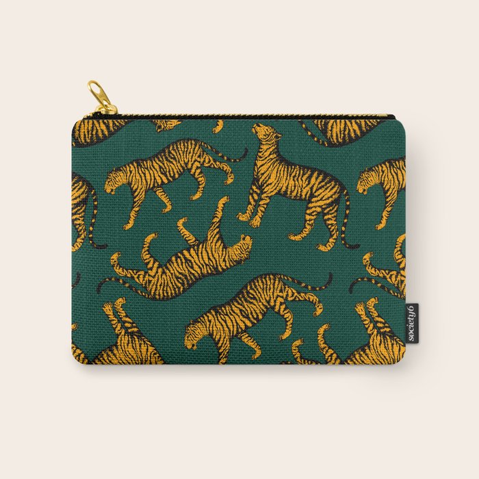 Tigers (Dark Green and Marigold) Carry All Pouch Gallery Image 1