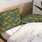 Tigers (Dark Green and Marigold) Pillow Sham Gallery Image 2