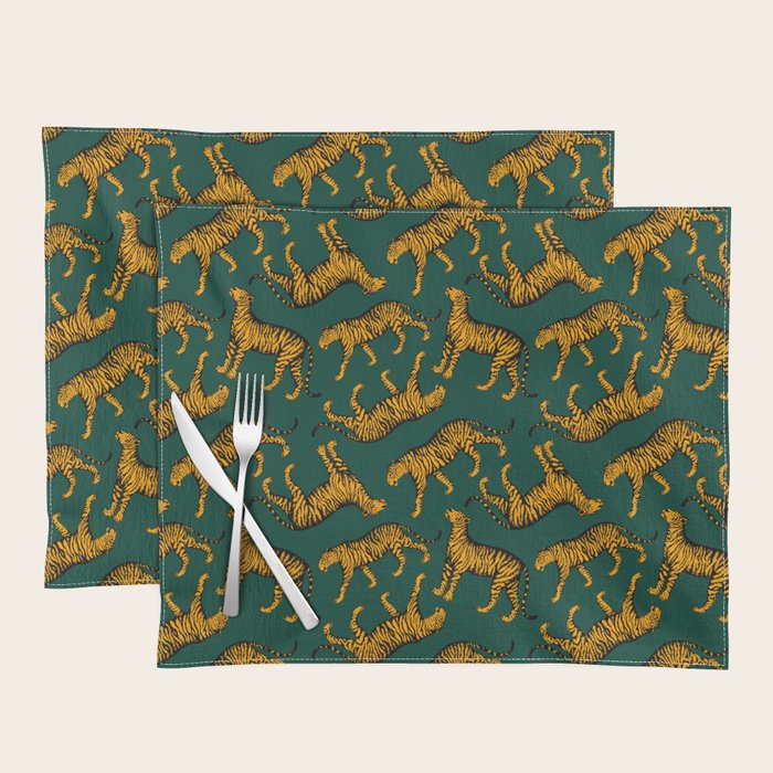 Tigers (Dark Green and Marigold) Placemat Gallery Image 1