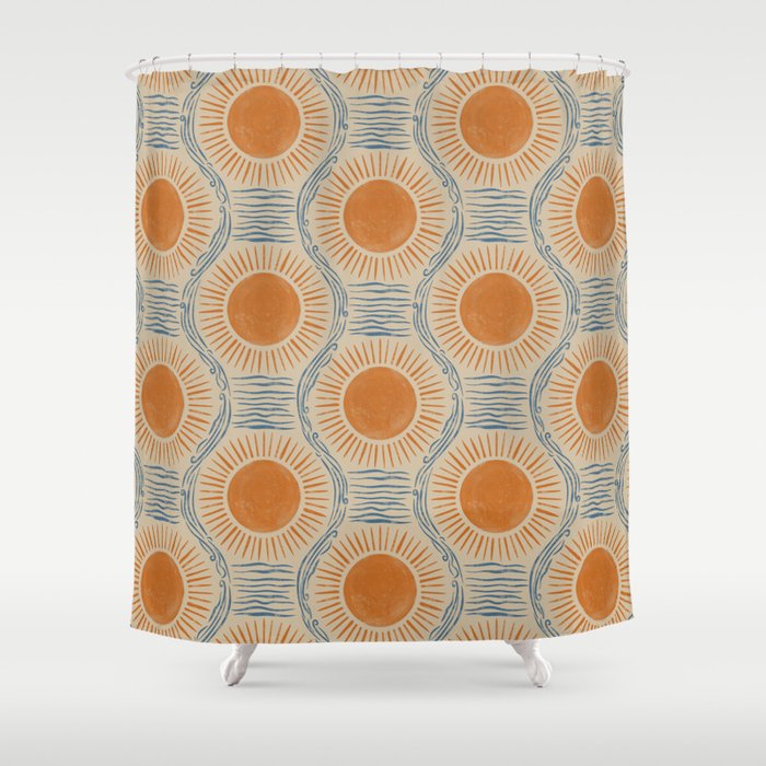 Boho Sun and Sea Vintage Ogee Shower Curtain Gallery Image 1