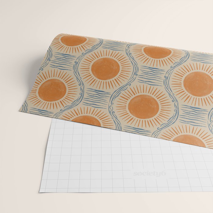 Boho Sun and Sea Vintage Ogee Wrapping Paper Gallery Image 2