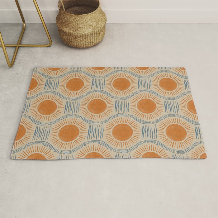 Boho Sun and Sea Vintage Ogee Rug Gallery Image 1