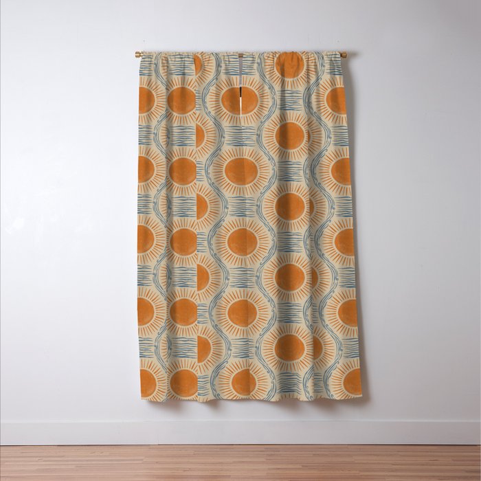 Boho Sun and Sea Vintage Ogee Window Curtain Gallery Image 3