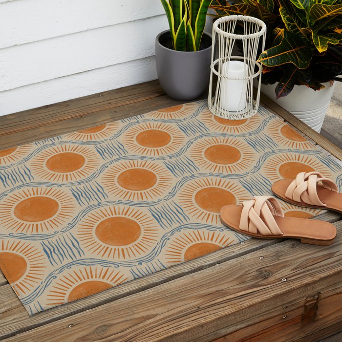Boho Sun and Sea Vintage Ogee Outdoor Rug Gallery Image 2