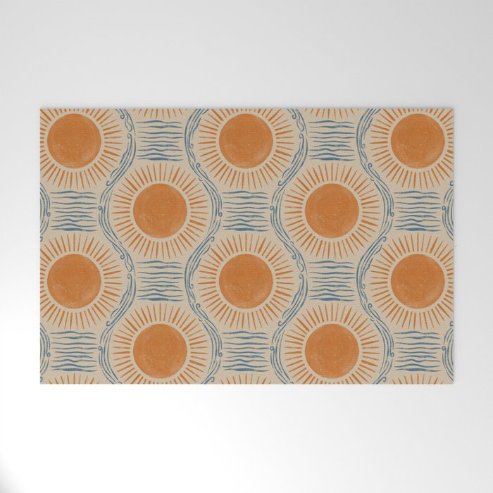 Boho Sun and Sea Vintage Ogee Welcome Mat Gallery Image 1