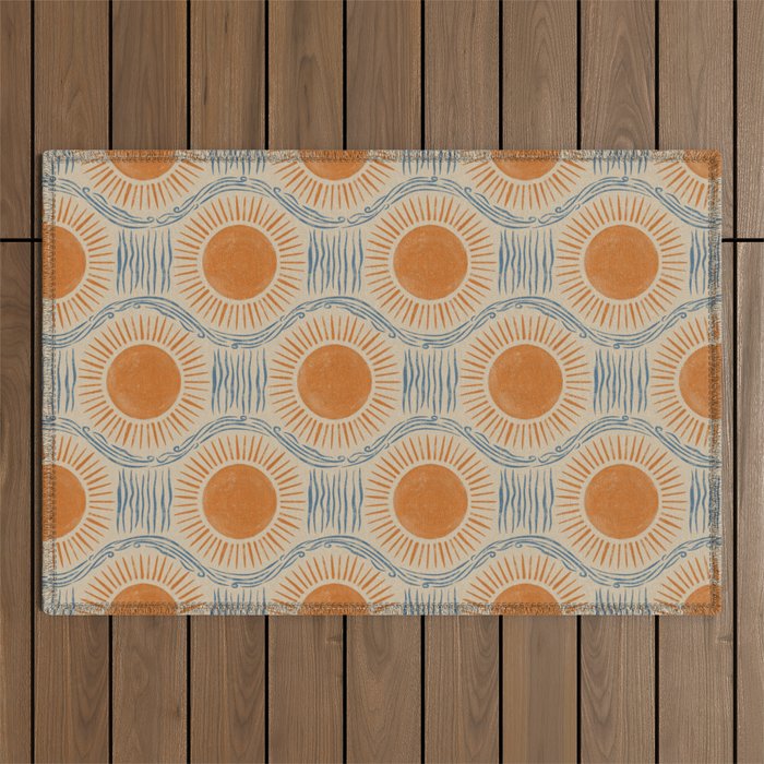 Boho Sun and Sea Vintage Ogee Outdoor Rug Gallery Image 1