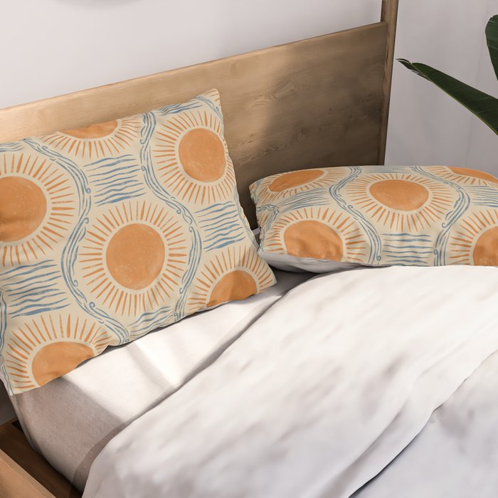 Boho Sun and Sea Vintage Ogee Pillow Sham Gallery Image 2