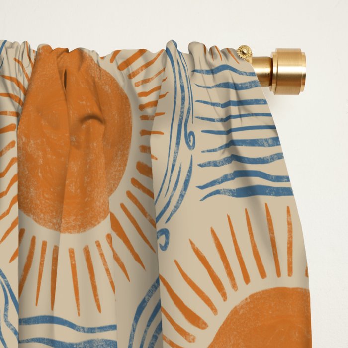 Boho Sun and Sea Vintage Ogee Window Curtain Gallery Image 2