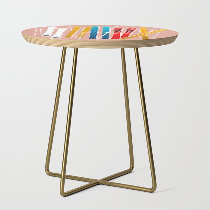 Colorful Ski Illustration and Pattern no 2 Side Table Gallery Image 1