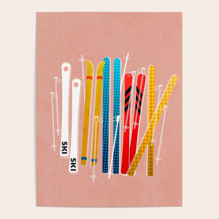 Colorful Ski Illustration and Pattern no 2 Poster Gallery Image 4