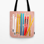 Colorful Ski Illustration and Pattern no 2 Tote Bag Gallery Image 1