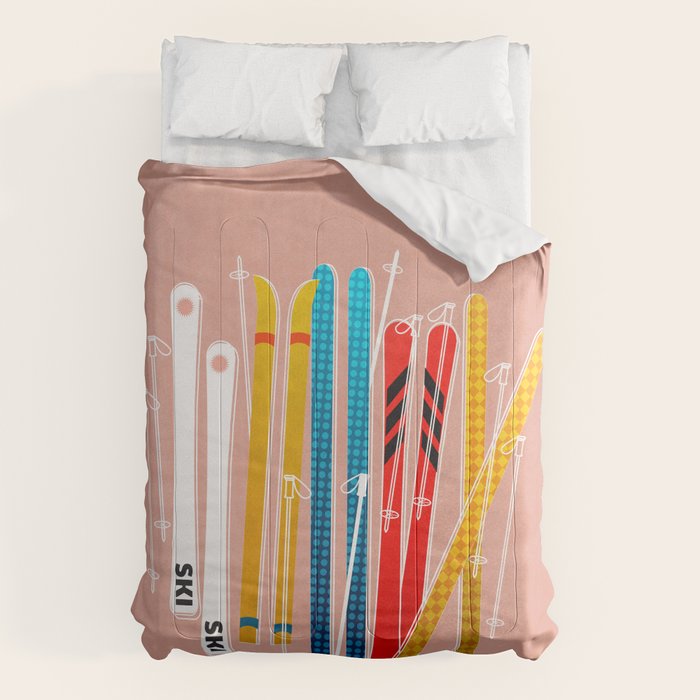 Colorful Ski Illustration and Pattern no 2 Comforter Gallery Image 1
