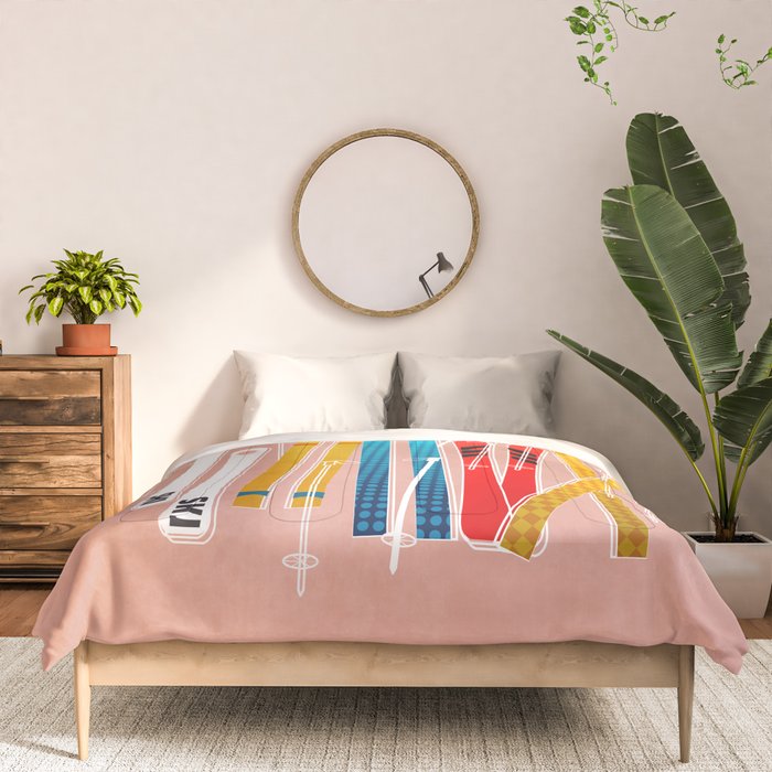 Colorful Ski Illustration and Pattern no 2 Comforter Gallery Image 3