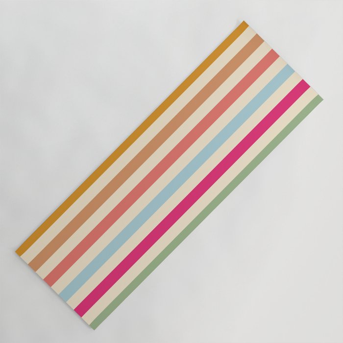 Retro French Rainbow Stripes Yoga Mat Gallery Image 1