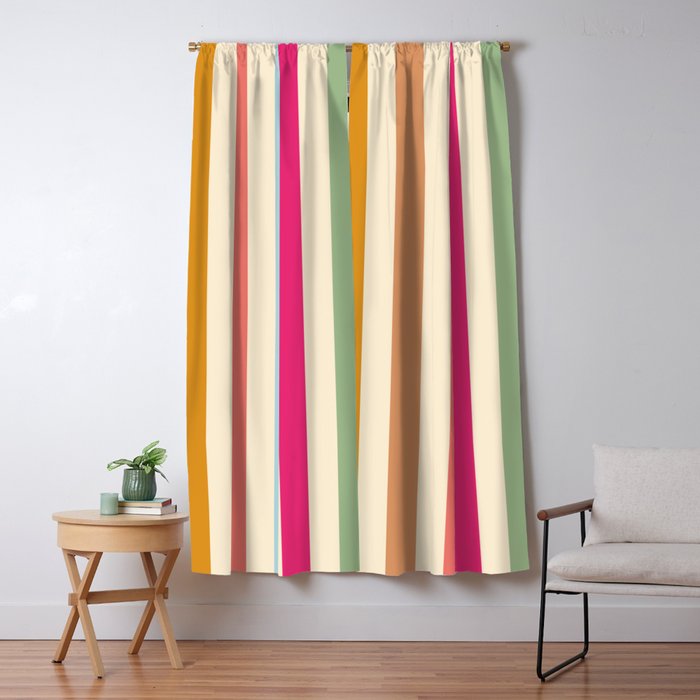Retro French Rainbow Stripes Window Curtain Gallery Image 5