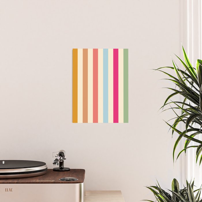 Retro French Rainbow Stripes Poster Gallery Image 2