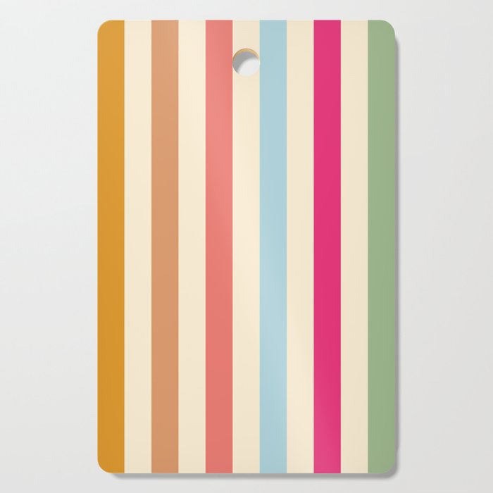 Retro French Rainbow Stripes Cutting Board Gallery Image 1