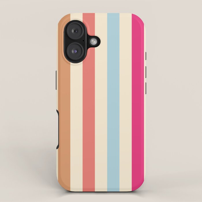 Retro French Rainbow Stripes iPhone Case Gallery Image 1