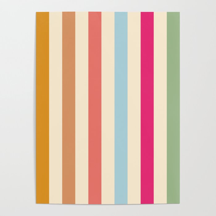 Retro French Rainbow Stripes Poster Gallery Image 4