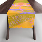Retro Sunflower & Rainbow in Green & Pink Table Runner Gallery Image 1