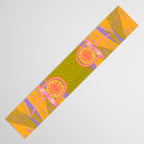 Retro Sunflower & Rainbow in Green & Pink Table Runner Gallery Image 3