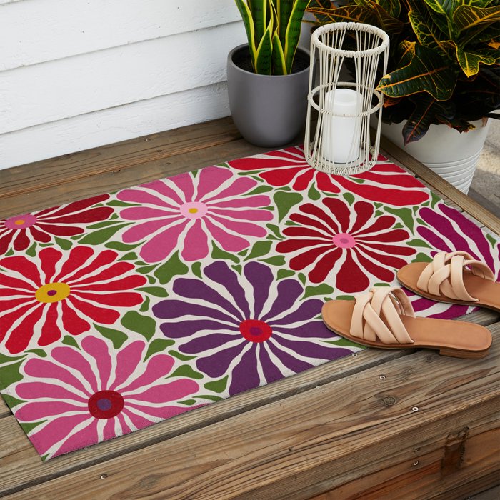Lazy Florals #3 Outdoor Rug Gallery Image 2
