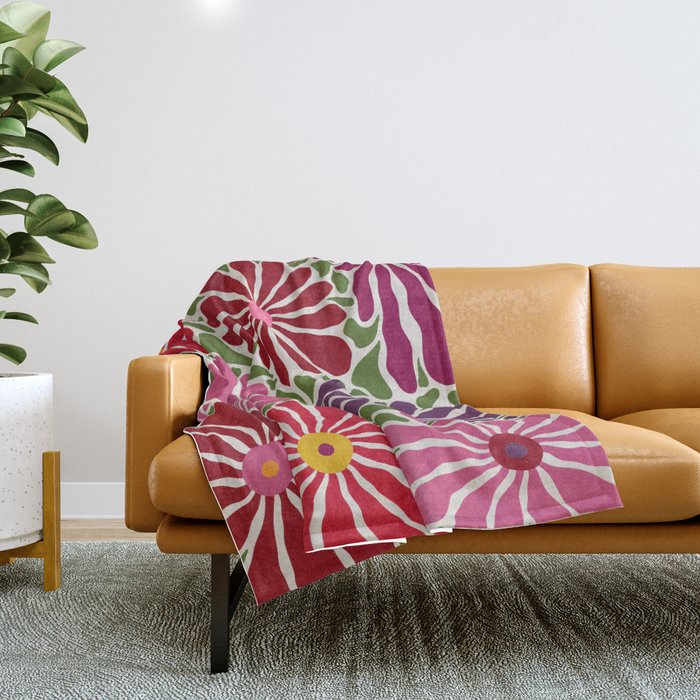 Lazy Florals #3 Throw Blanket Gallery Image 1