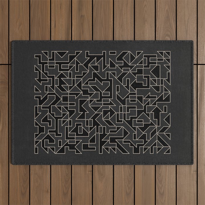 Classy Elegant Black White Gray Modern Artwork Outdoor Rug Gallery Image 1