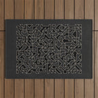 Classy Elegant Black White Gray Modern Artwork Outdoor Rug Gallery Image 1