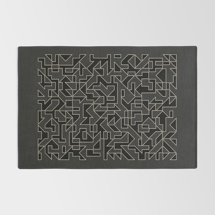 Classy Elegant Black White Gray Modern Artwork Rug Gallery Image 2