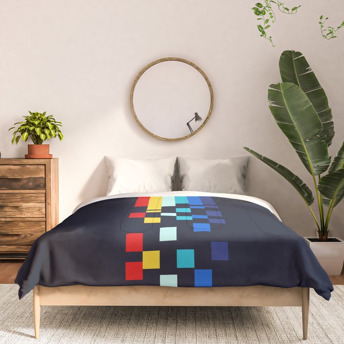 Classic 80s Video Game Retro Stripes Pixel Drops - Ayakazu Comforter Gallery Image 3