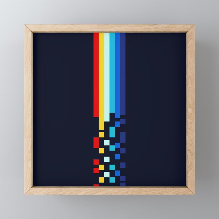 Classic 80s Video Game Retro Stripes Pixel Drops - Ayakazu Mini Art Print Gallery Image 1