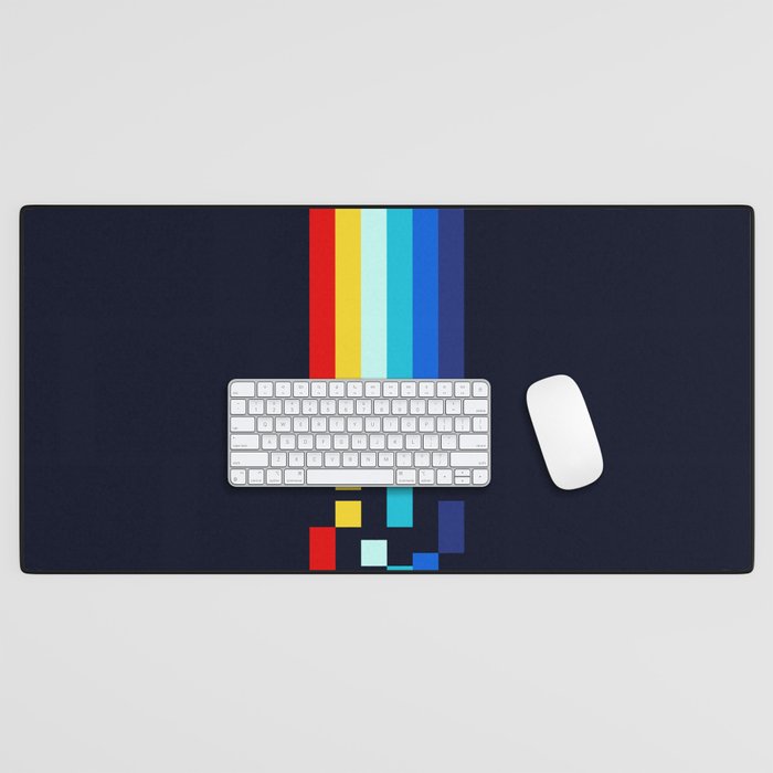 Classic 80s Video Game Retro Stripes Pixel Drops - Ayakazu Desk Mat Gallery Image 1