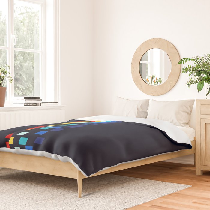 Classic 80s Video Game Retro Stripes Pixel Drops - Ayakazu Duvet Cover Gallery Image 2