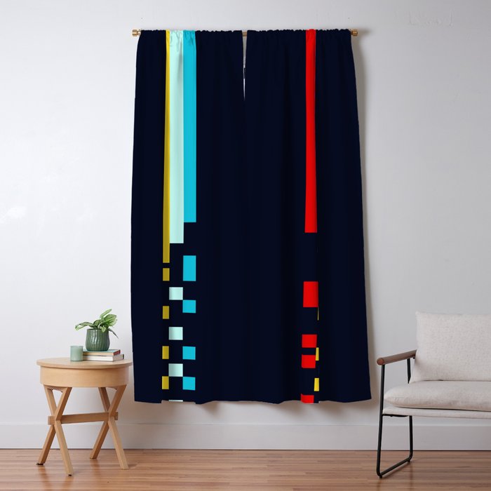 Classic 80s Video Game Retro Stripes Pixel Drops - Ayakazu Window Curtain Gallery Image 5